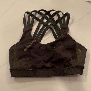Lululemon Camo Sports bra with crisscrossed back detail